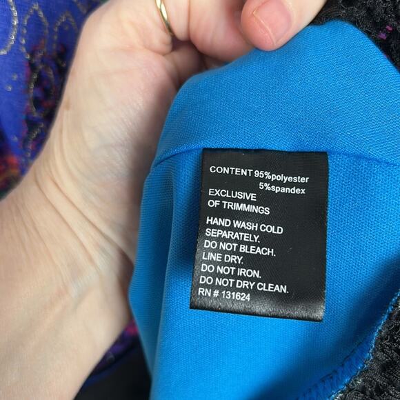 Calessa Boho Paisley Asymmetrical Hem Layered Tunic Top Blue Purple XL - Picture 9 of 9